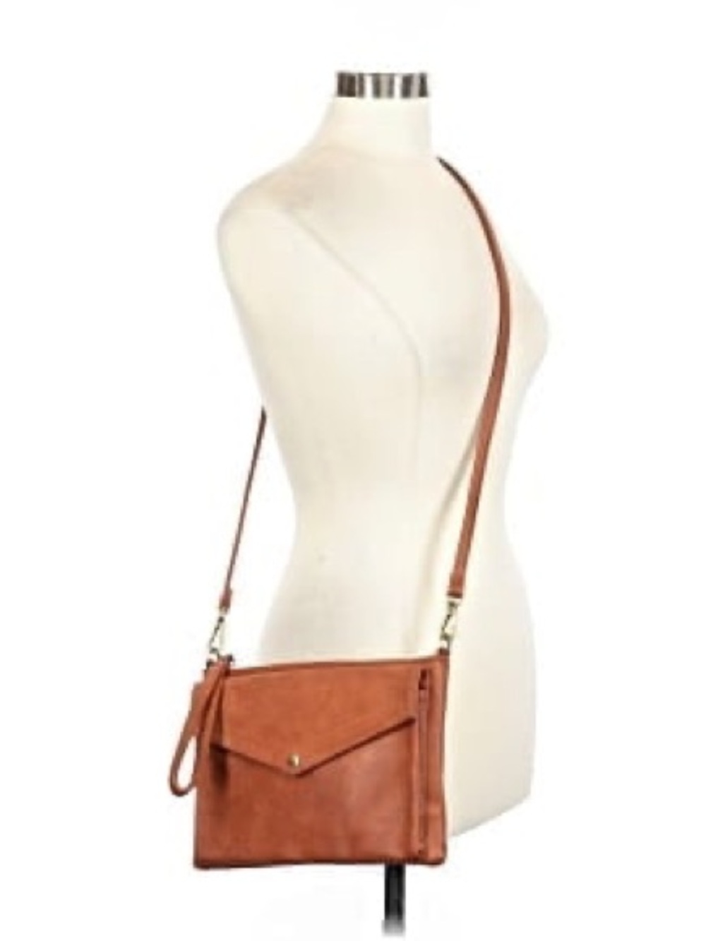 NWT STREET LEVEL Abri brown leather envelope clutch/crossbody